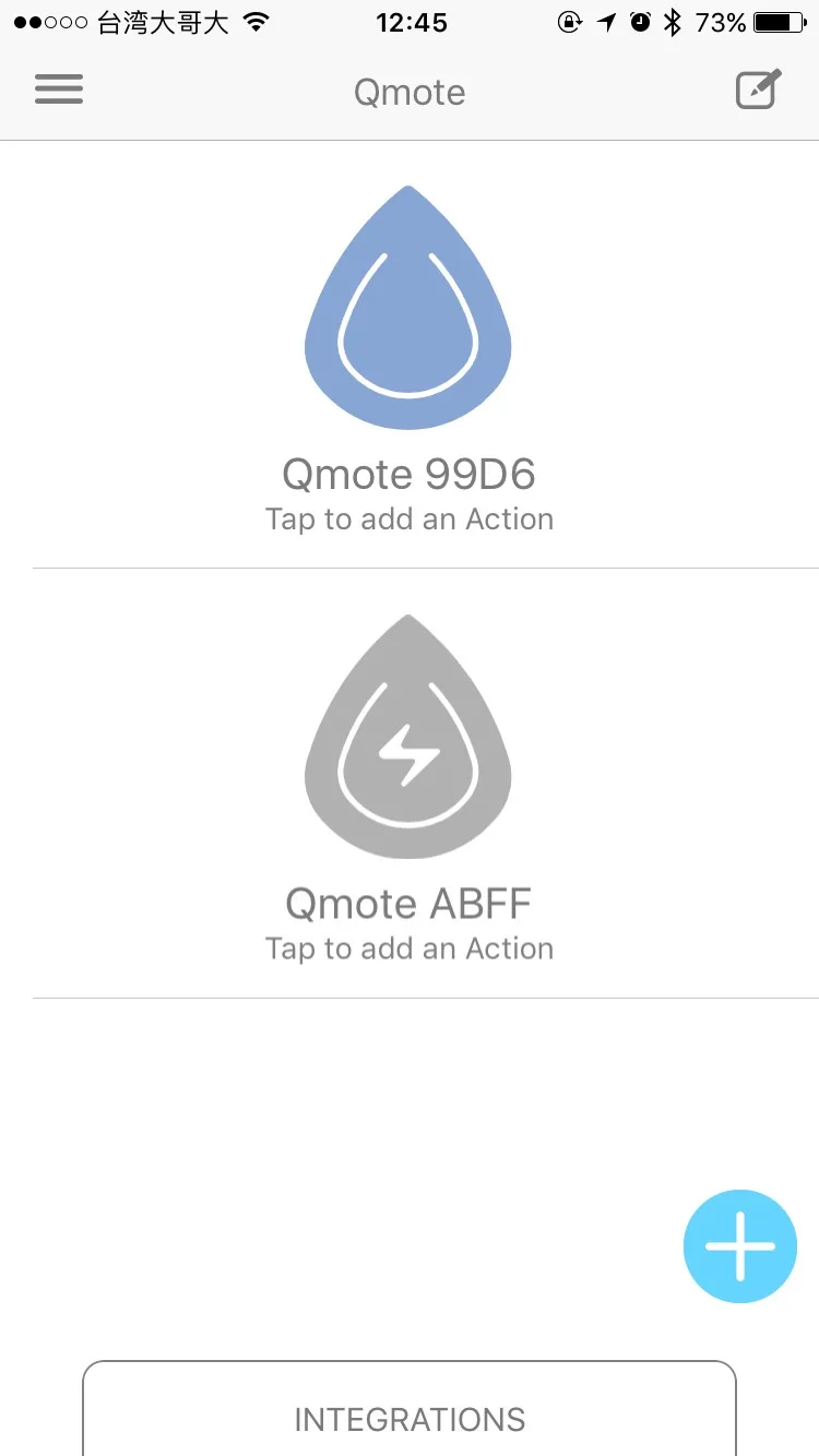 Device list after redesign: recognizable Qmote droplet icons with a clear tap-to-add-action prompt